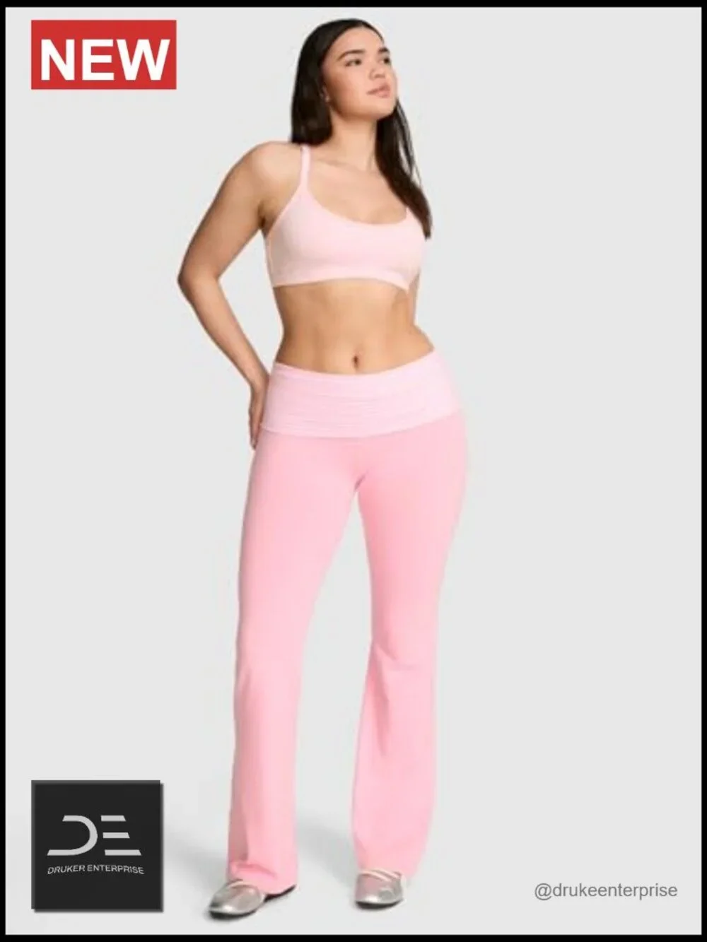Cotton Foldover Flare Leggings with Adjustable Waistband